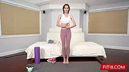 99lb Skinny Teen With Braces Fucks Casting Agent In Yoga Pants