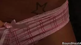 Busty blonde slave submits to dominant madame's touch.