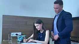 I felt so excited when my perfect teen stepsister caught me watching porn and helped me cum