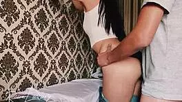 her pussy between legs hot as iron, fucked babysitter while ironing