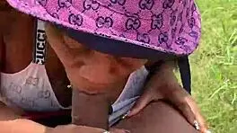 Pretty Petite Ebony Girl Begs For Pocket Change With Outdoor Blowjob