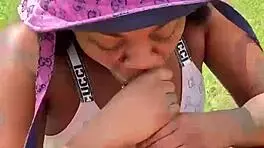 Pretty Petite Ebony Girl Begs For Pocket Change With Outdoor Blowjob