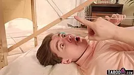 Black And White Teen 18+ Interracial Threesome With Roommate On Massage Table In Dorm