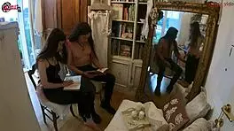 Haunted Mirror Reflects Teen Blowjob and Big Tits Action in Wild Amateur Scene with Cum in Mouth