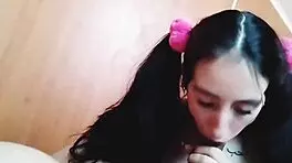 jovencita gives uncensored oral to her papi with small tits and skinny body