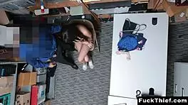 Officer catches and fucks shoplifting teen's mouth