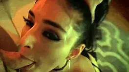 In the red room, emily willis rides a big cock, deepthroats it, masturbates her petite body, and gets bent over for a cumshot on her tits.