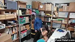 Officer catches and fucks shoplifting teen's mouth