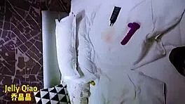 Chinese shemale Jelly Qiao seduces a man for intense fucking and licking.