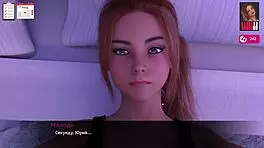 Melody's redhead petite body with natural tits in 3D gameplay.