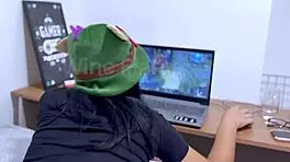 teen 18+ cutie teases me so i quit gaming to ride her wet pussy hard.