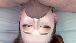 Beautiful European Teen Upside Down Pigtail Handlebar Facefuck Balls Deep Throatpie