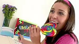 gracie glam gives pov blowjob to huge cock and swallows cum