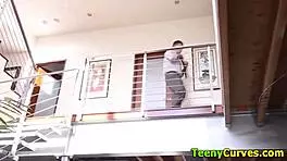 Amateur teen 18+ sucking cock in steamy bath scene