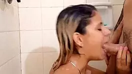 Blowjob and Hardcore Fucking in Steamy Shower with Amateur Prostitute