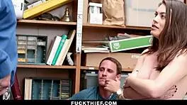 Mall cop sneaks blowjob from teen veronica vega in garage while boyfriend watches doggystyle punishment unfold