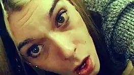 the pretty trans teen teases her cock with a blowjob in pov