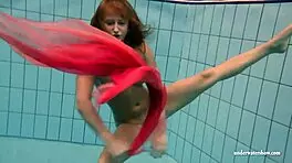 big tits babe silvie swims in pool, revealing hairy pussy and big ass