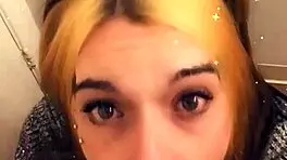 the pretty trans teen teases her cock with a blowjob in pov