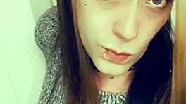 the pretty trans teen teases her cock with a blowjob in pov