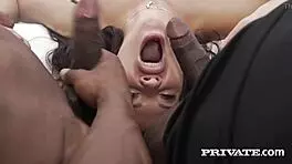 Veronica Sky experiences intense double vaginal and deepthroat action.