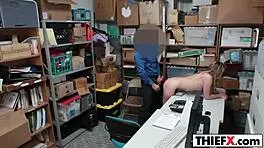 Is this pretty thief going to suck my cock in the garage?