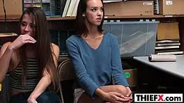 Foxy gal thiefs get caught in garage punishment