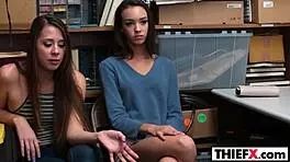 Foxy gal thiefs get caught in garage punishment