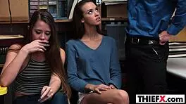 Foxy gal thiefs get caught in garage punishment