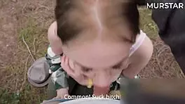 俄罗斯婊子在森林里吸警察鸡巴来逃避罚款