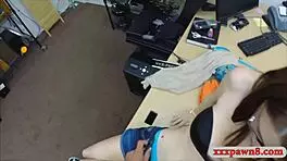 Woman with glasses gets her pussy banged by pawn guy