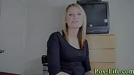 Teen in POV milks cock for cum