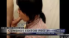 Wow, this young brunette amateur deepthroats big cocks on webcam! 😍