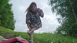 Bbw Goddess Teases with Dirty Shoes in Outdoor Shop