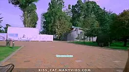 Intense 18 babe flashes tits and pussy in central park