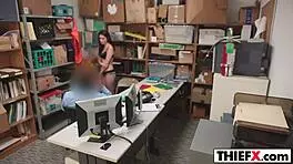 Burglar Gets Punished with Blowjob in Garage Office