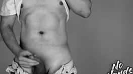 Wow, check this vintage sports guy with a big fat cock ejaculating hands-free!