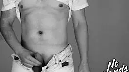 Wow, check this vintage sports guy with a big fat cock ejaculating hands-free!