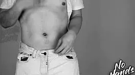 Wow, check this vintage sports guy with a big fat cock ejaculating hands-free!