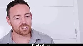 stepdaughter excitedly shows her new lingerie to her stepdad, feeling desired