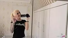 German amateur gives tight foot fetish jerk off instructions