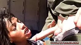 Petite brunette Mercedes Carrera caught smuggling, gets facial cumshot