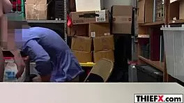 busty teen stealer gets punished with big cock blowjob in garage at work