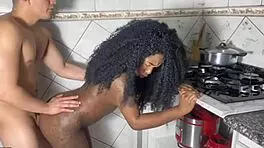 After bed sex, fill her pussy with cum in kitchen!