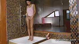 mirelle gathieu showers and fucks herself with dildo