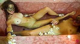 We Went Into The Bath And Got A Double Blowjob From Those Teens