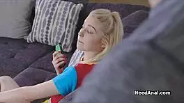 Blonde teen 18+ trades her big dildo for a massive cock in a wild anal adventure