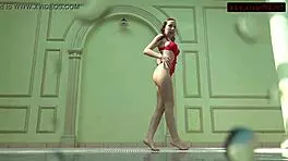 Lina Mercury and Mia Ferrari Swim Naked in Pool