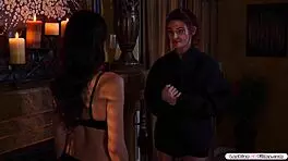 busty milf gets facesat by young redhead in lesbian fun