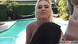 Best friends turn pool party into lesbian group fun!